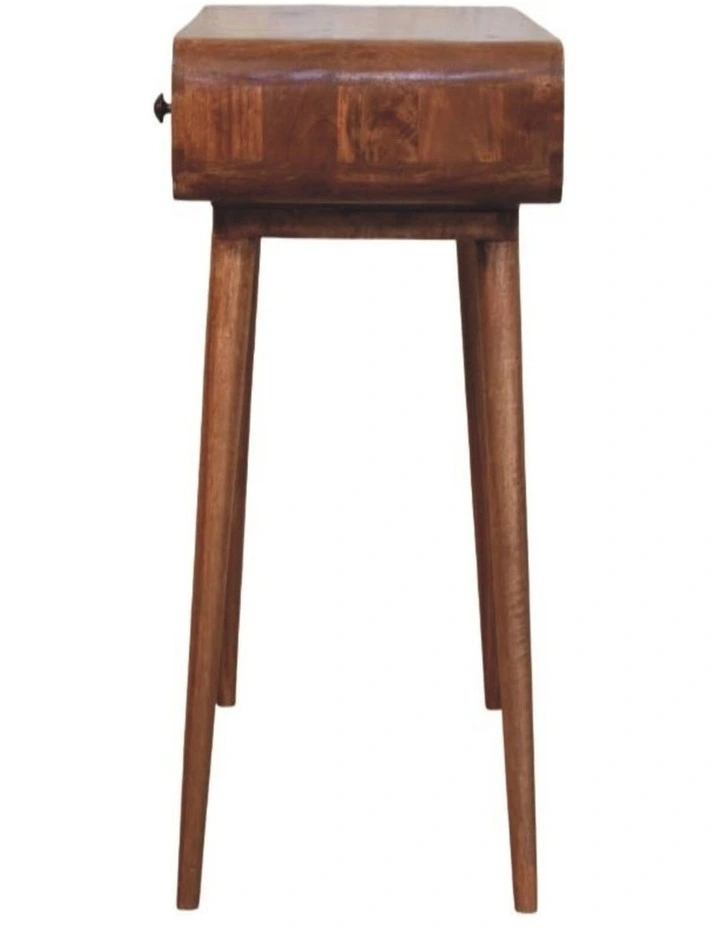 Artisan Furniture Solid Wood Curved Writing Desk, 1 Drawer & 1 Shelf, Brown image 6