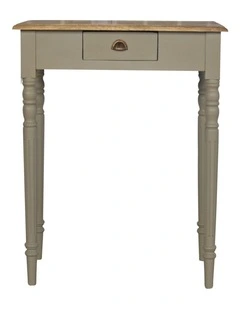 Artisan Furniture Solid Wood Hand Painted Writing Desk,  1 Drawer,  Grey Color