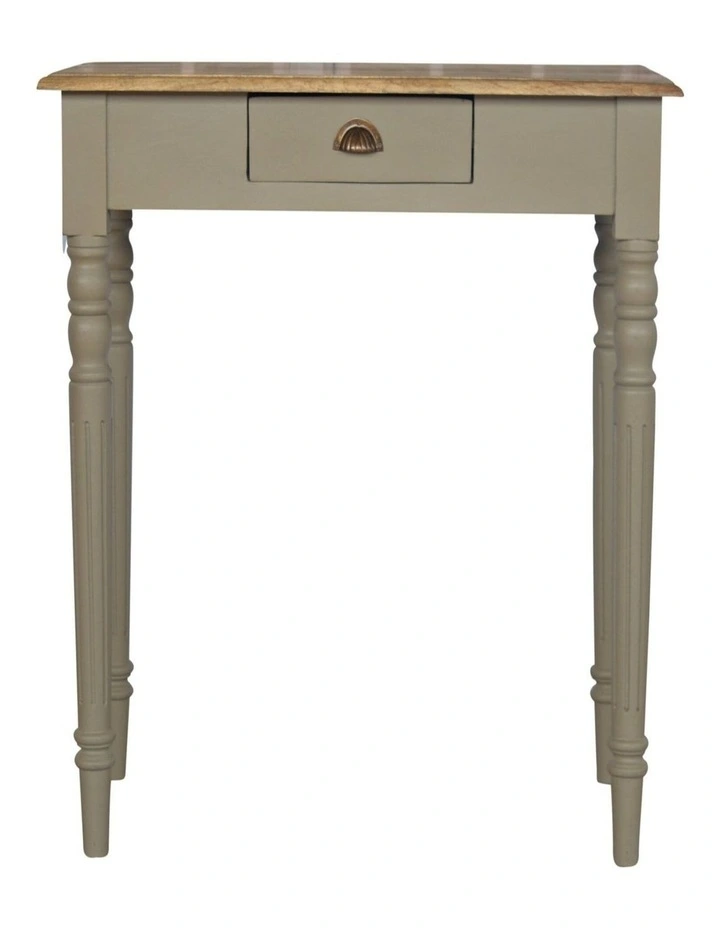 Artisan Furniture Solid Wood Hand Painted Writing Desk, 1 Drawer, Grey Color image 1