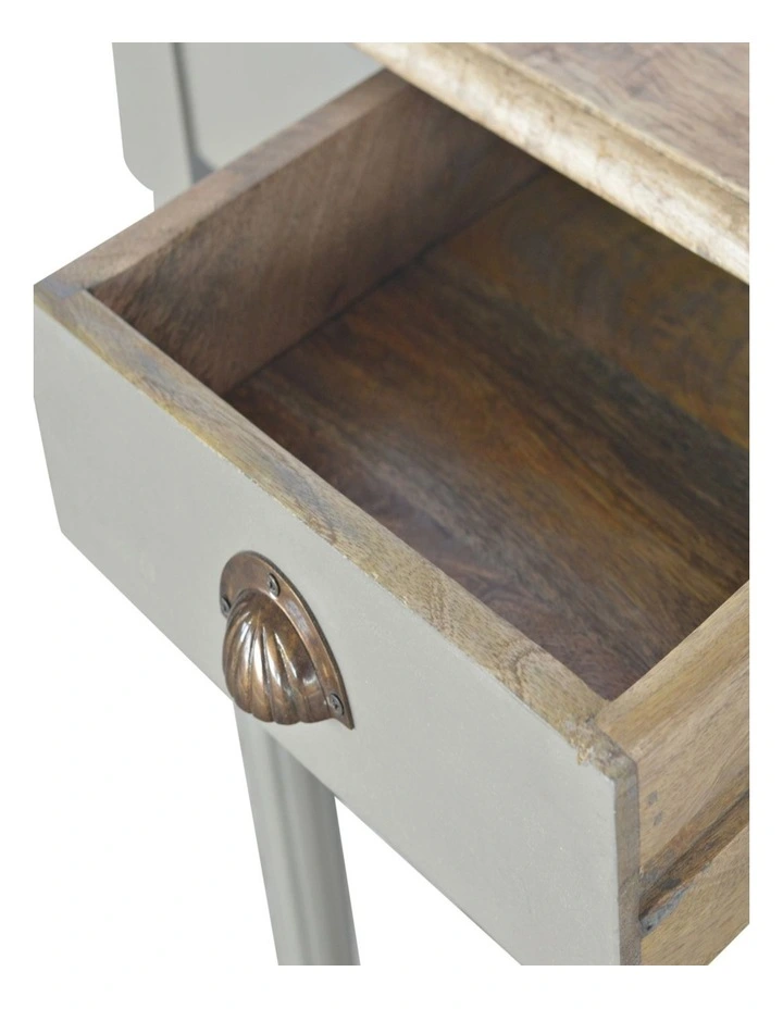 Artisan Furniture Solid Wood Hand Painted Writing Desk, 1 Drawer, Grey Color image 5