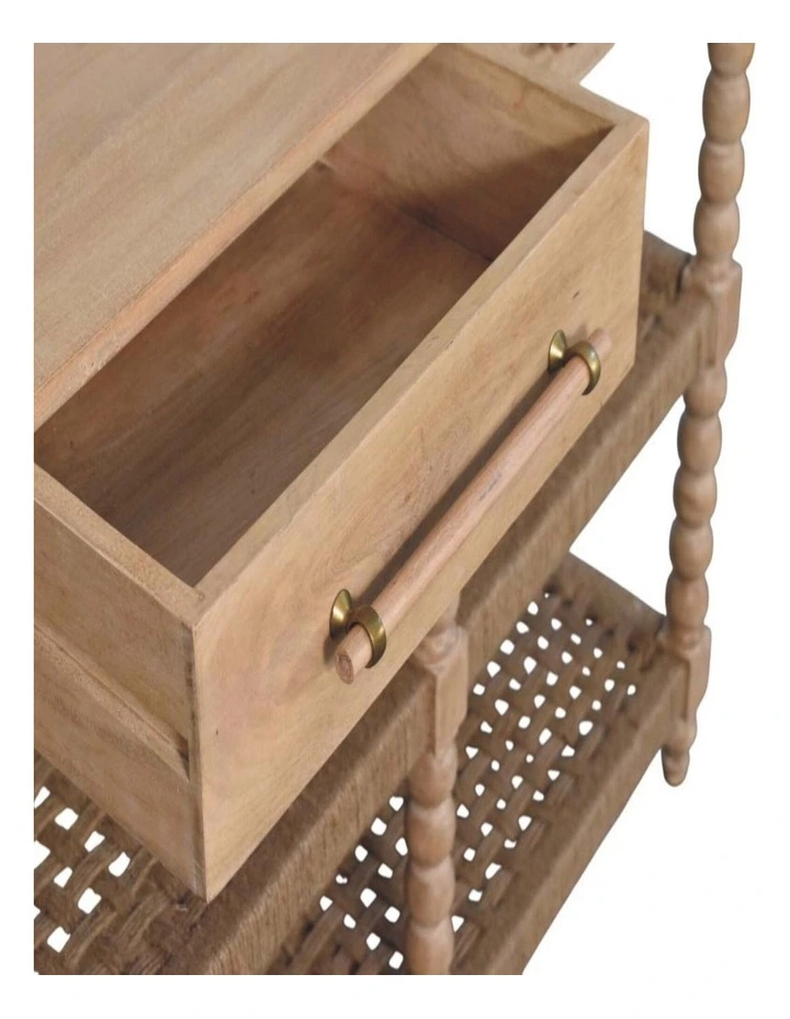 Artisan Furniture Solid Wood Spindle Console Table, 2 Drawers & 2 Open Slots, Beige image 5