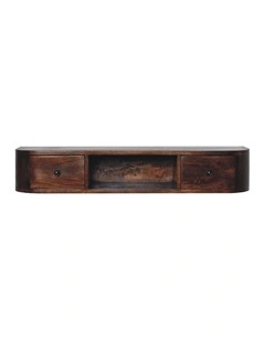 Artisan Furniture Solid Wood Lunar 2 Drawer Wall Mounted Console, 1 Open Slot, Brown