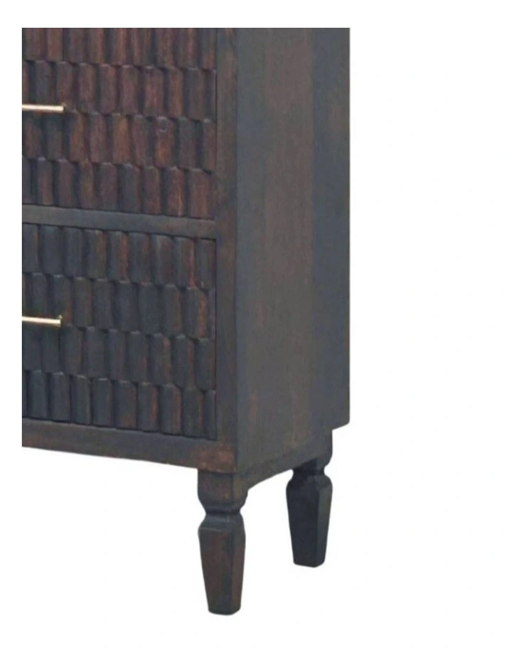 Artisan Furniture Solid Wood Cadiz Carved Drawer Chest, 3 Drawers,  Dark Brown image 5