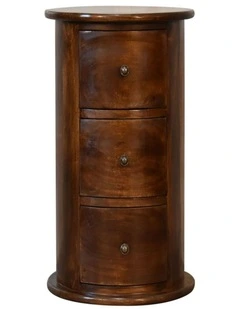 Artisan Furniture Solid Wood 3 Drawer Chestnut Drum, Brown, 3Drawers