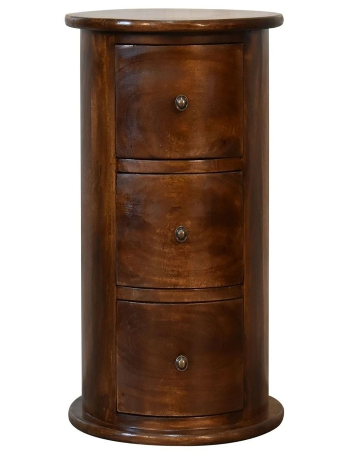 Artisan Furniture Solid Wood 3 Drawer Chestnut Drum, Brown, 3Drawers image 1