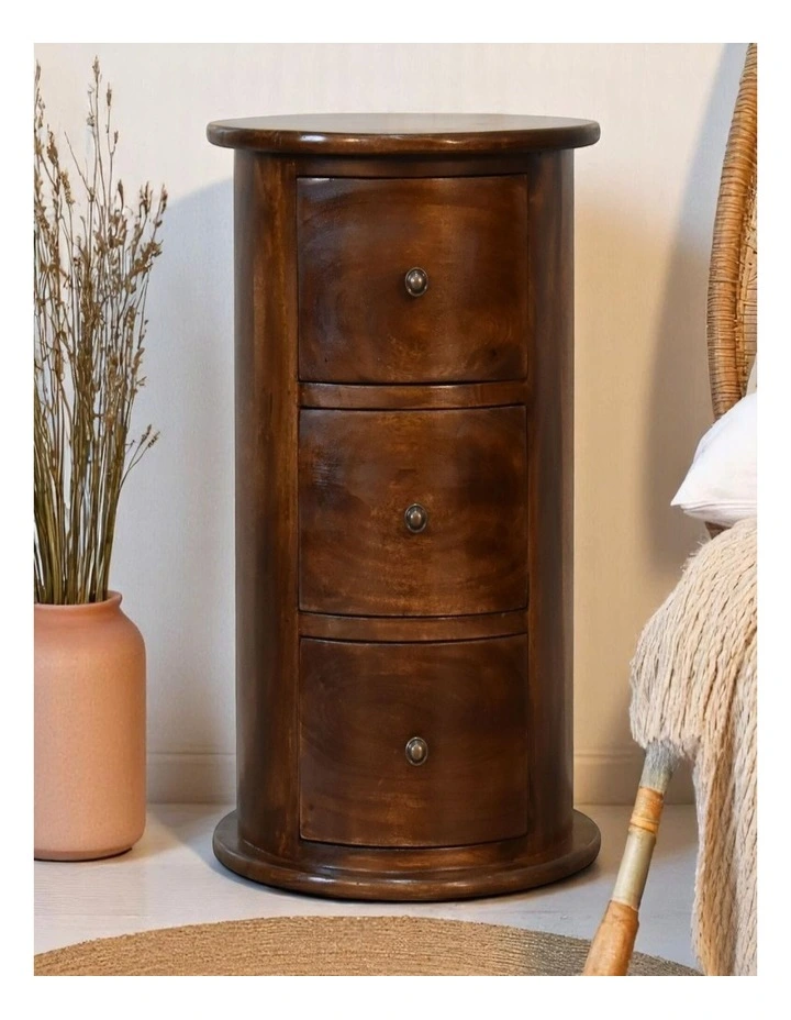 Artisan Furniture Solid Wood 3 Drawer Chestnut Drum, Brown, 3Drawers image 3