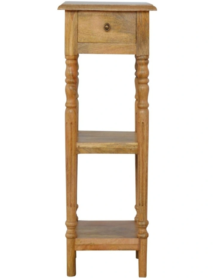 Artisan Furniture Solid Wood Turned Leg Telephone Table, 1 Drawer & 2 Open Slots, Beige image 1