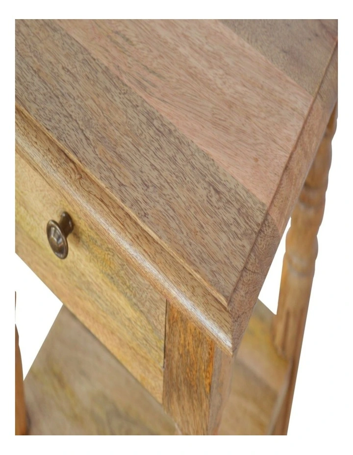 Artisan Furniture Solid Wood Turned Leg Telephone Table, 1 Drawer & 2 Open Slots, Beige image 4