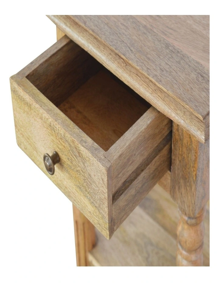 Artisan Furniture Solid Wood Turned Leg Telephone Table, 1 Drawer & 2 Open Slots, Beige image 5