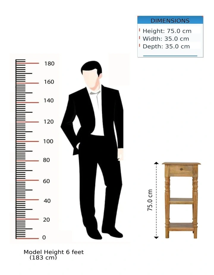 Artisan Furniture Solid Wood Turned Leg Telephone Table, 1 Drawer & 2 Open Slots, Beige image 7