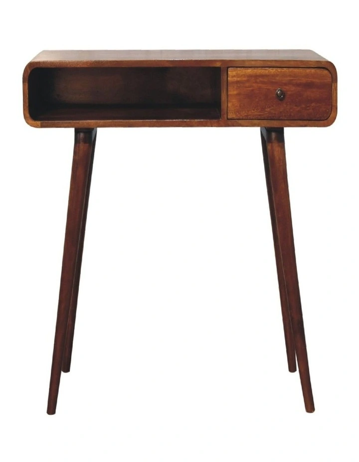 Artisan Furniture Solid Wood Curved Chestnut Writing Desk,  Brown,  1Drawer image 1