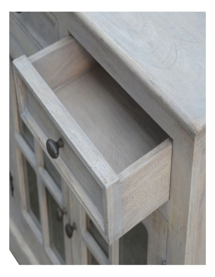 Artisan Furniture Solid Wood Stone Acid Wash Glazed Sideboard, 4 Drawers & 4 Doors, Grey image 5