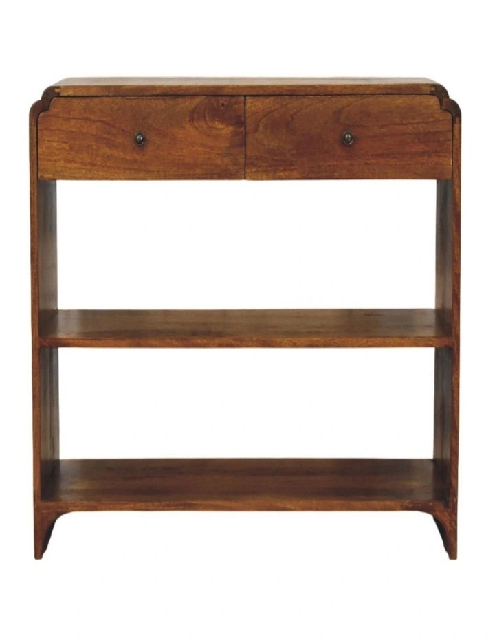 Artisan Furniture Solid Wood Ellington Console Table, 2 Drawer & 2 Open Slots, Brown image 1
