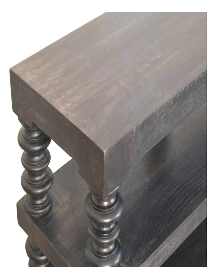 Artisan Furniture Solid Wood Spindle Shelf Console in Carbon Ash, 2 Open Slots, Dark Brown image 4