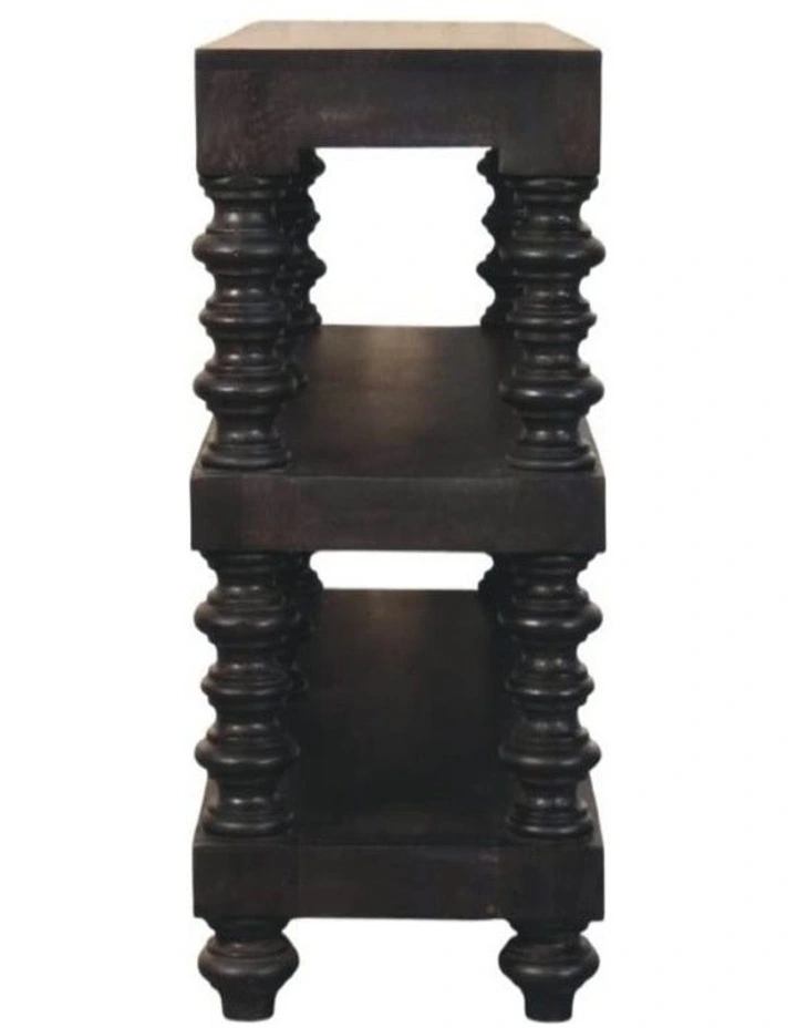 Artisan Furniture Solid Wood Spindle Shelf Console in Carbon Ash, 2 Open Slots, Dark Brown image 6