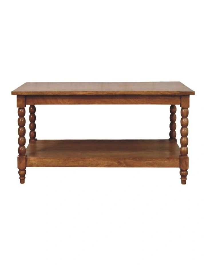 Artisan Furniture Solid Wood Spindle Coffee Table with Open Shelf, Brown image 1
