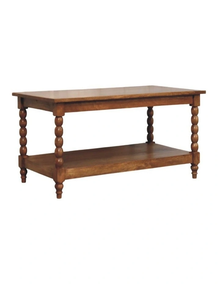 Artisan Furniture Solid Wood Spindle Coffee Table with Open Shelf, Brown image 3