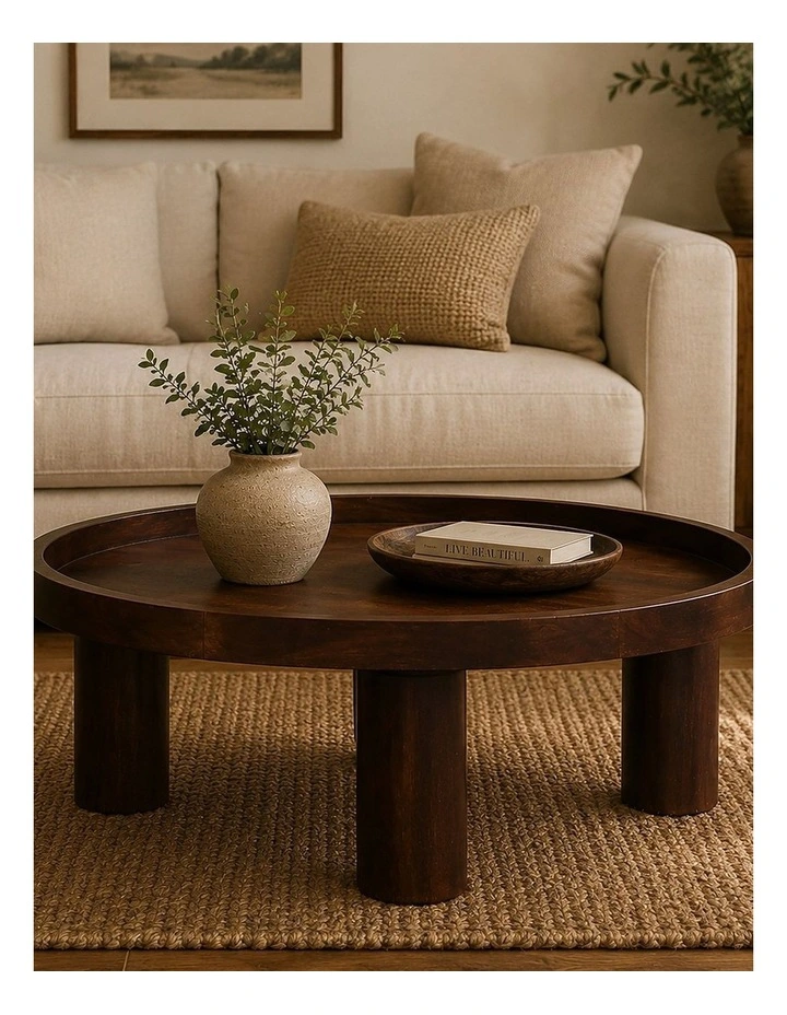 Artisan Furniture Solid Wood Crescent Chestnut Coffee Table, Brown image 2