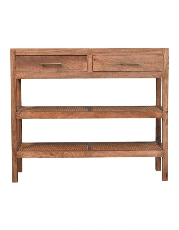 Artisan Furniture Solid Wood Saffron Rattan Console, 2 Drawers & 2 shelfs, Beige image 1