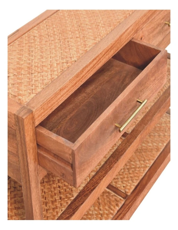 Artisan Furniture Solid Wood Saffron Rattan Console, 2 Drawers & 2 shelfs, Beige image 5