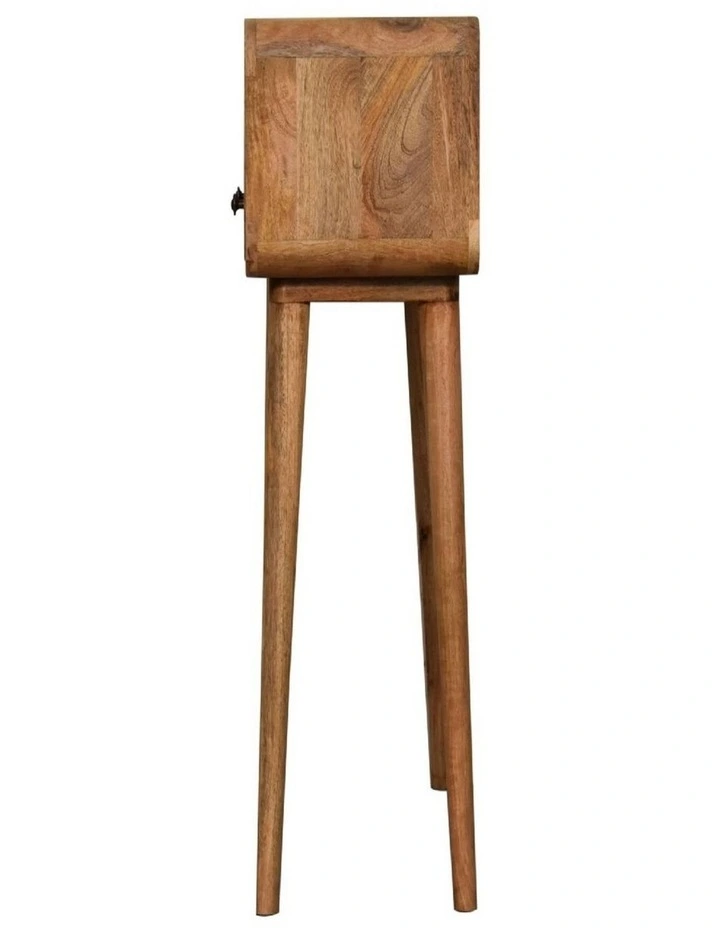 Artisan Furniture Solid Wood Mini Curved Oak-ish Console Table, 2 Drawers & 1 Open Slot, Brown image 6
