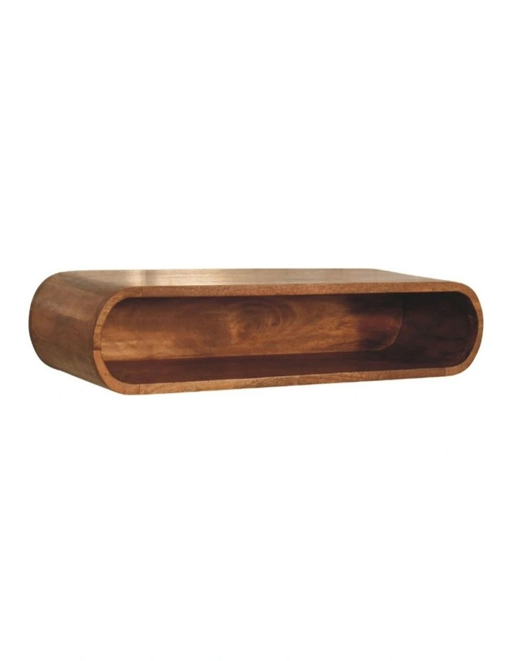 Artisan Furniture Solid Wood Arc Wall-Mounted Media Console, 1 Shelf, Brown image 3