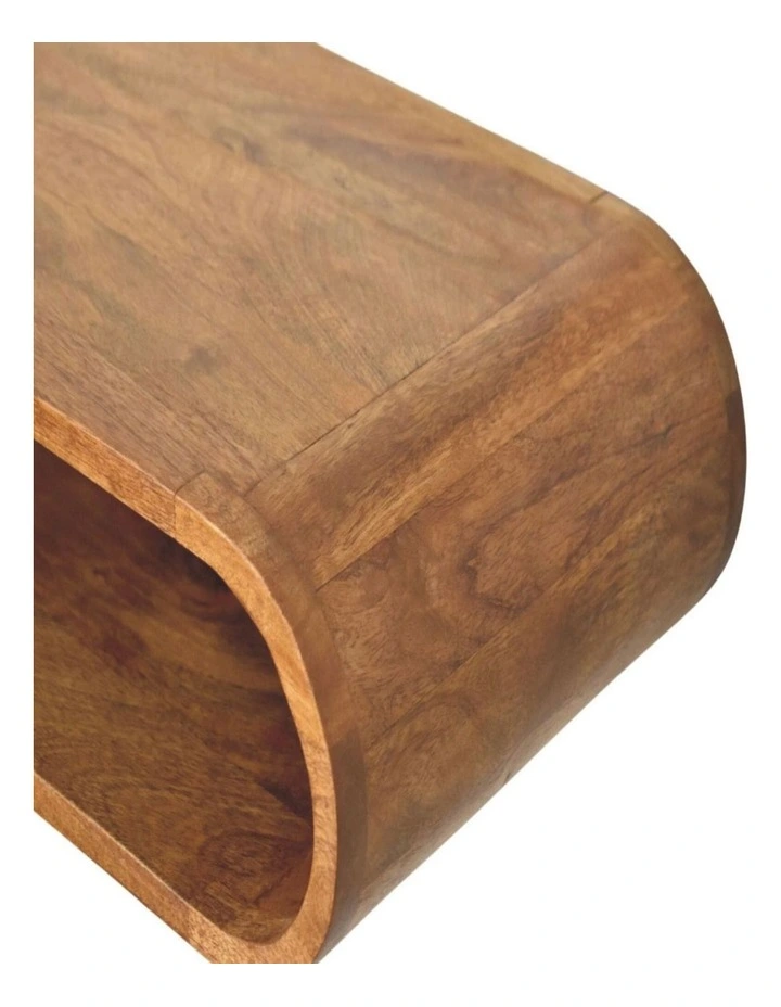 Artisan Furniture Solid Wood Arc Wall-Mounted Media Console, 1 Shelf, Brown image 4