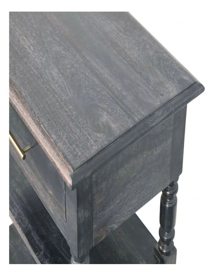 Artisan Furniture Solid Wood Heritage Turned-Leg Side Table, 1 Drawer & 2 Shelves, Dark Brown image 4