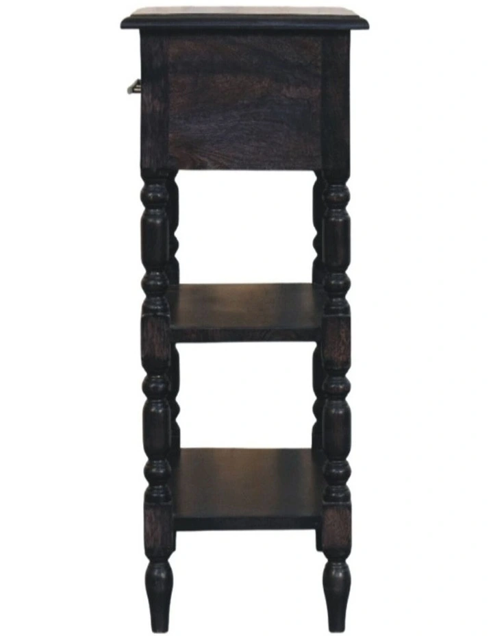 Artisan Furniture Solid Wood Heritage Turned-Leg Side Table, 1 Drawer & 2 Shelves, Dark Brown image 6