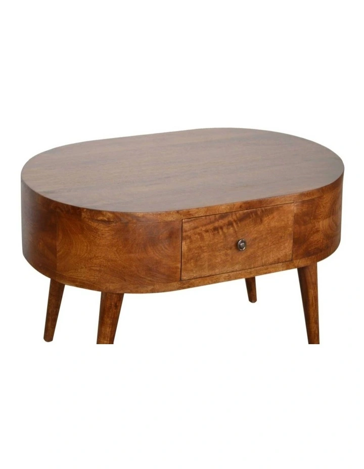 Artisan Furniture Solid Wood Chestnut Rounded Coffee Table,  2 Drawers,  Dark Brown image 4