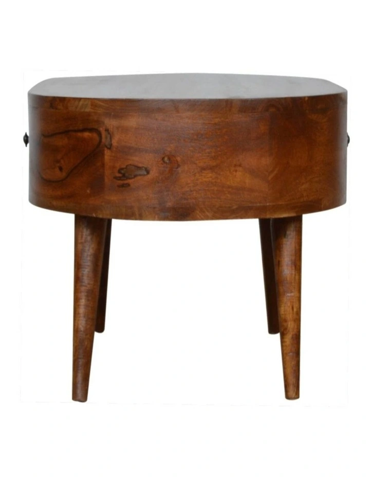 Artisan Furniture Solid Wood Chestnut Rounded Coffee Table,  2 Drawers,  Dark Brown image 6