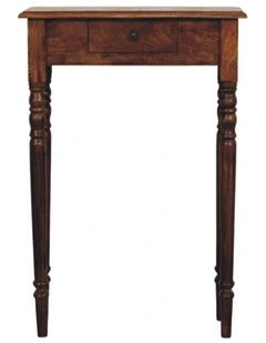 Artisan Furniture Solid Wood Turned Legs 1 Drawer Chestnut Console, Brown