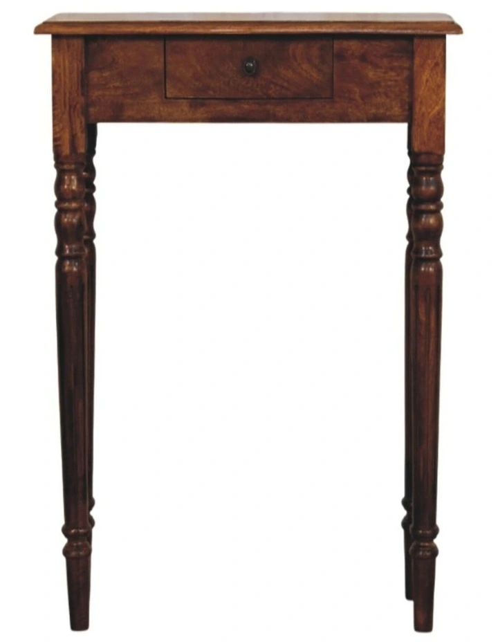 Artisan Furniture Solid Wood Turned Legs 1 Drawer Chestnut Console, Brown image 1