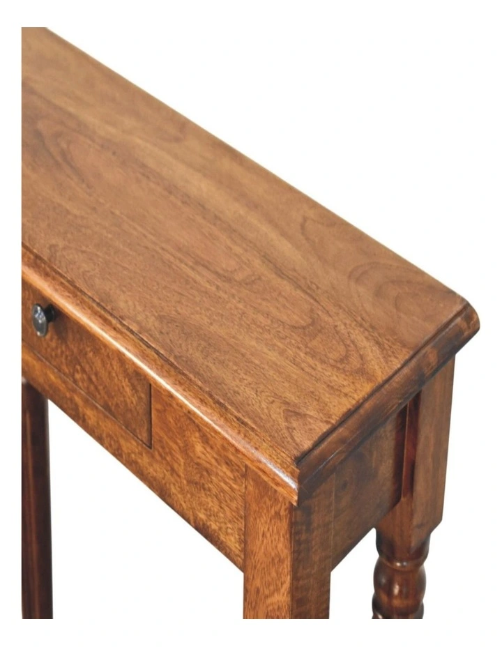 Artisan Furniture Solid Wood Turned Legs 1 Drawer Chestnut Console, Brown image 4