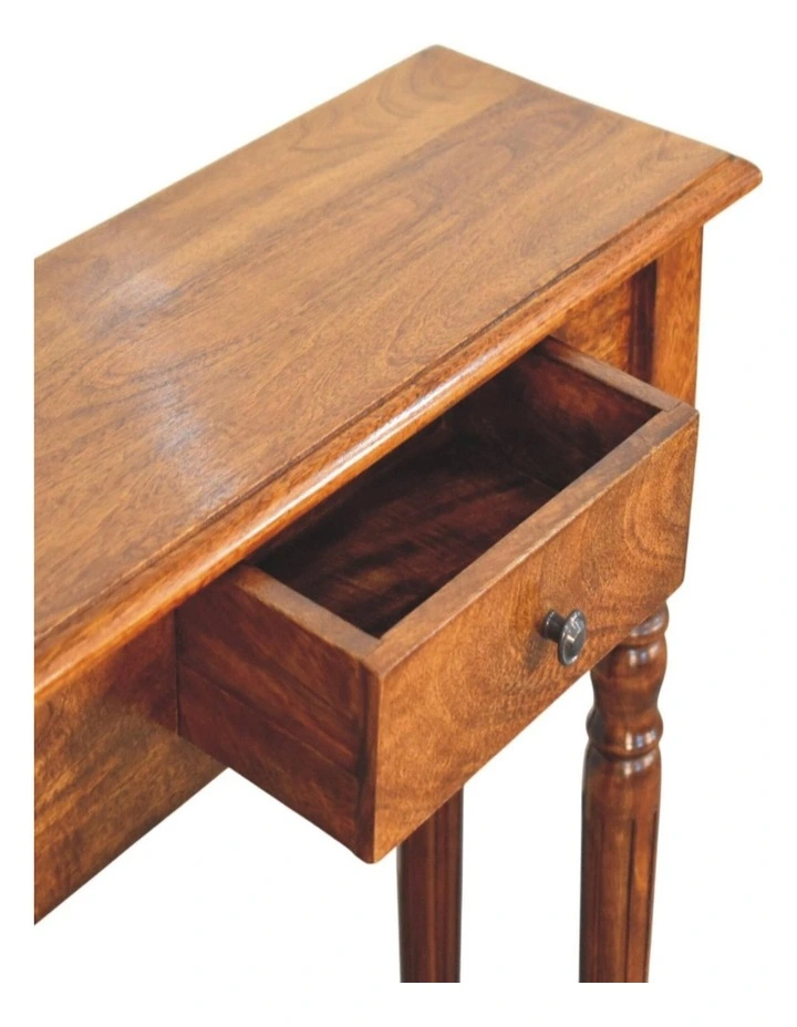 Artisan Furniture Solid Wood Turned Legs 1 Drawer Chestnut Console, Brown image 5