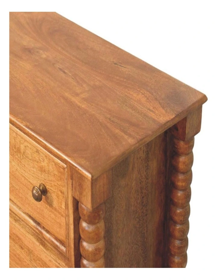 Artisan Furniture Solid Wood Spindle Chest of Drawers, 3 Drawers, Brown image 4