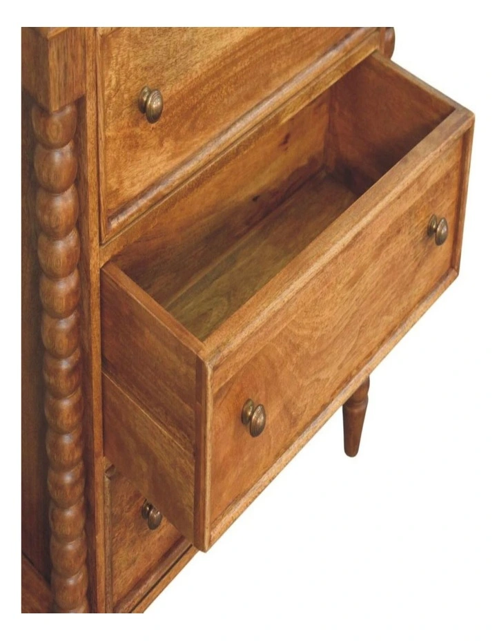 Artisan Furniture Solid Wood Spindle Chest of Drawers, 3 Drawers, Brown image 5