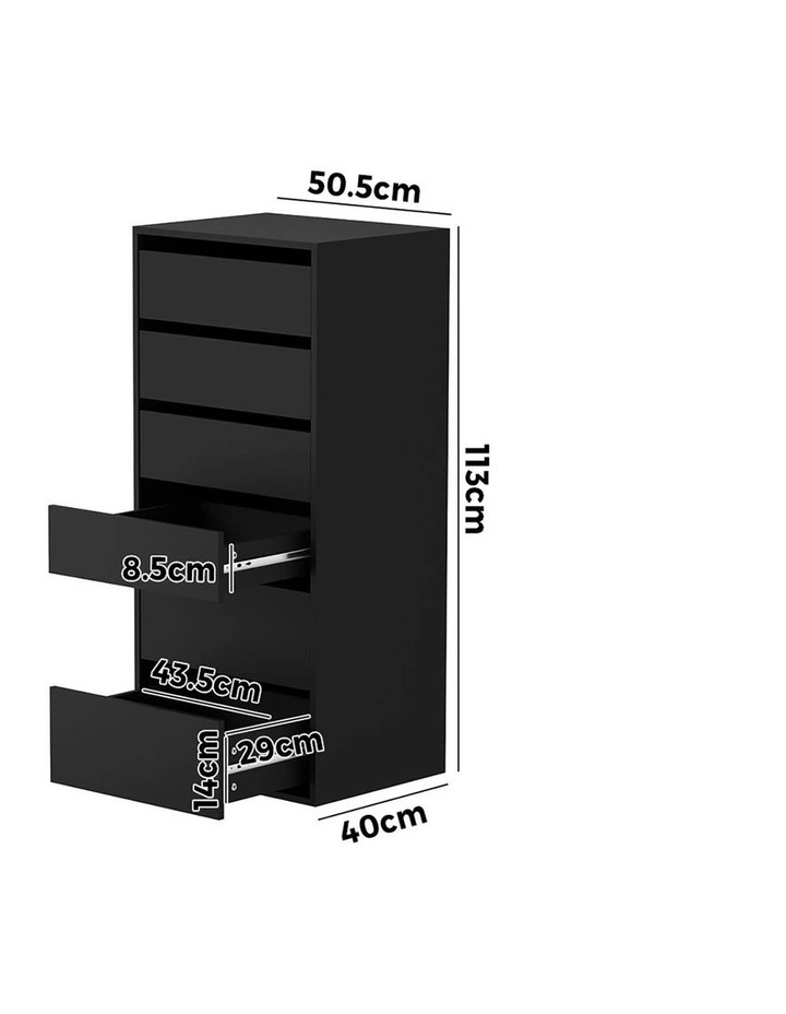 Oikiture Wardrobe Shelf Unit 6 Chest of Drawers Clothes Storage Cabinet Black image 3