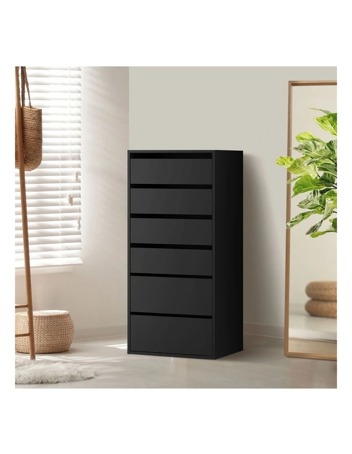 Oikiture Wardrobe Shelf Unit 6 Chest of Drawers Clothes Storage Cabinet Black image 4