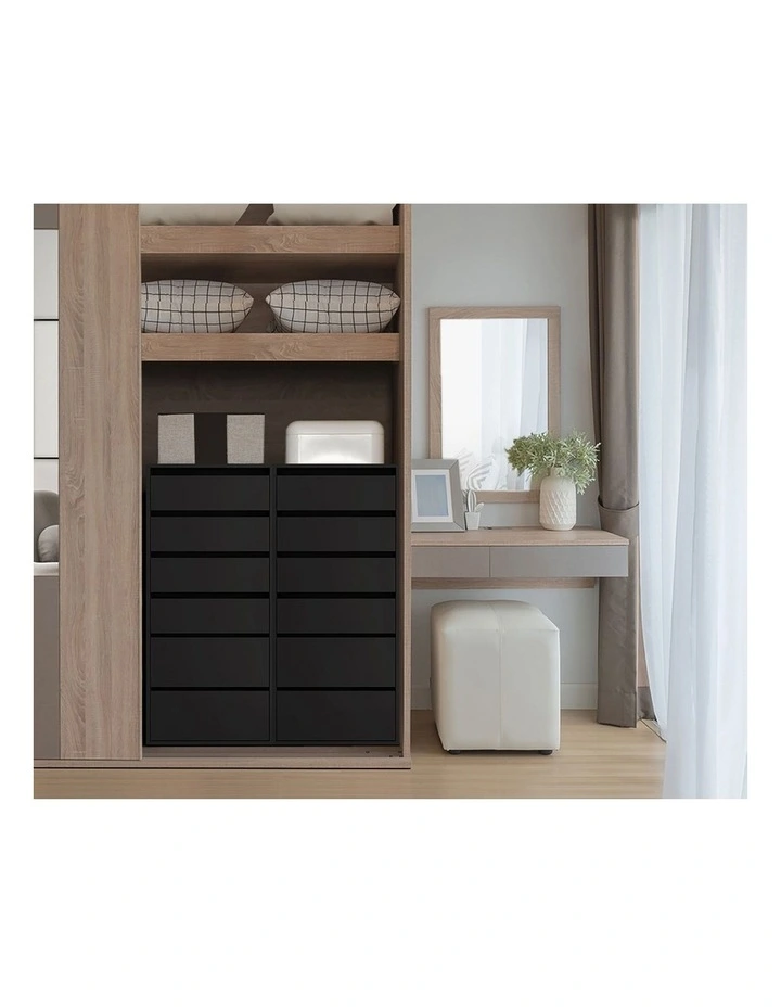 Oikiture Wardrobe Shelf Unit 6 Chest of Drawers Clothes Storage Cabinet Black image 5