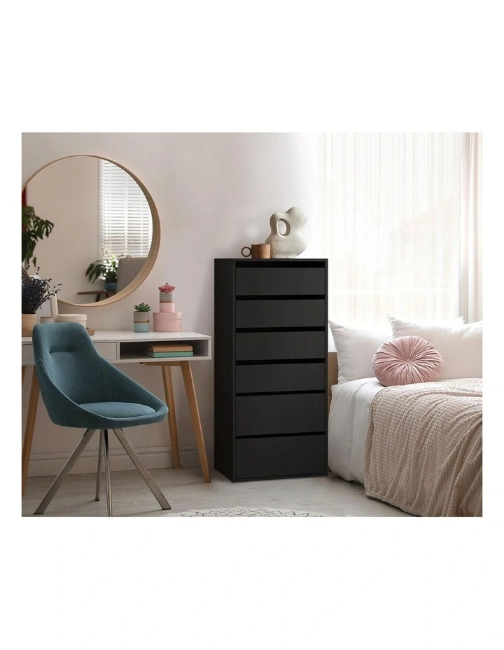 Oikiture Wardrobe Shelf Unit 6 Chest of Drawers Clothes Storage Cabinet Black image 7