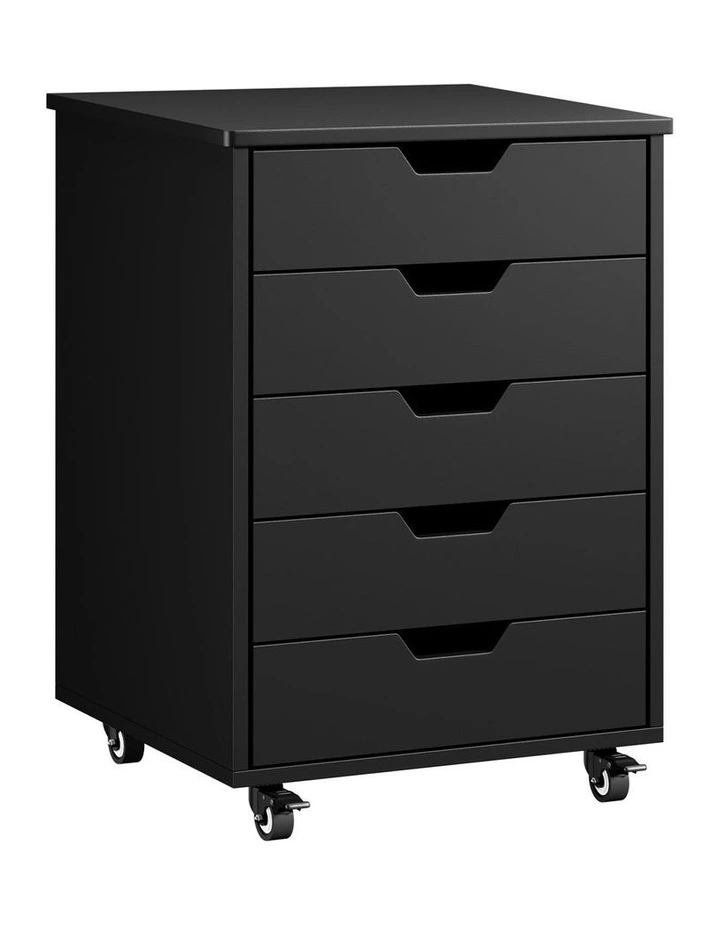 Oikiture 5 Drawer Mobile Filing Cabinet Storage Cabinet Home Office Black image 1