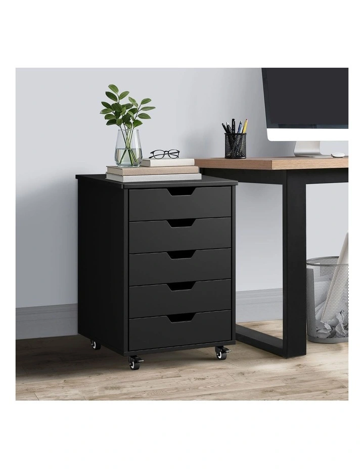 Oikiture 5 Drawer Mobile Filing Cabinet Storage Cabinet Home Office Black image 4