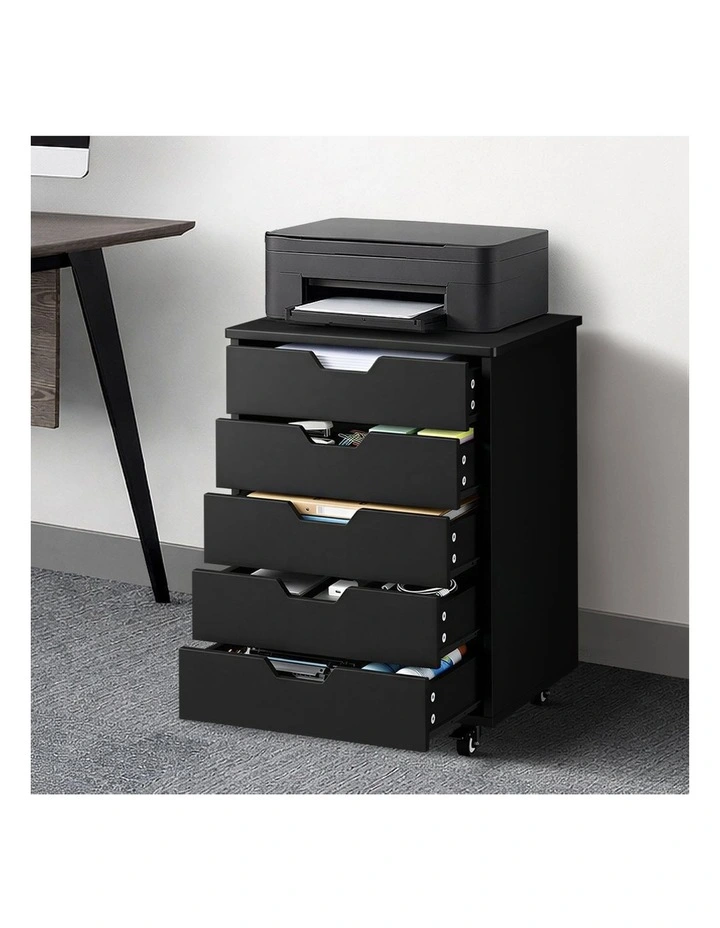 Oikiture 5 Drawer Mobile Filing Cabinet Storage Cabinet Home Office Black image 5