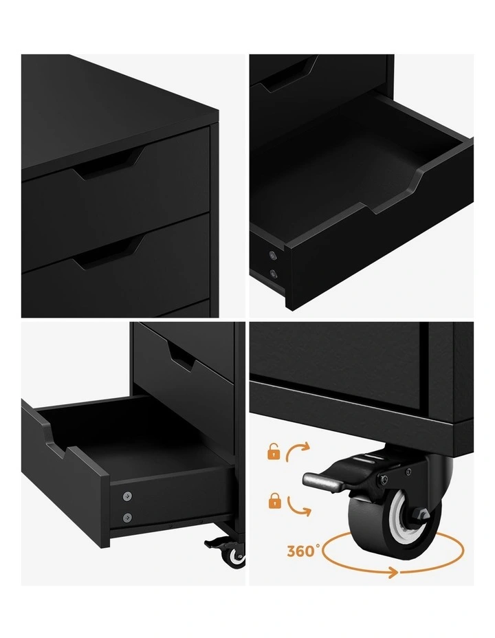 Oikiture 5 Drawer Mobile Filing Cabinet Storage Cabinet Home Office Black image 6
