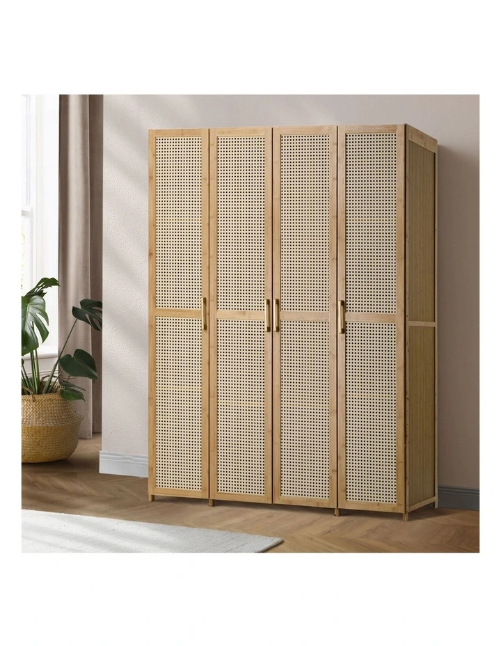 Oikiture Wardrobe Clothes Storage Cabinet Large Cupboard 4 Doors 10 Shelves image 4
