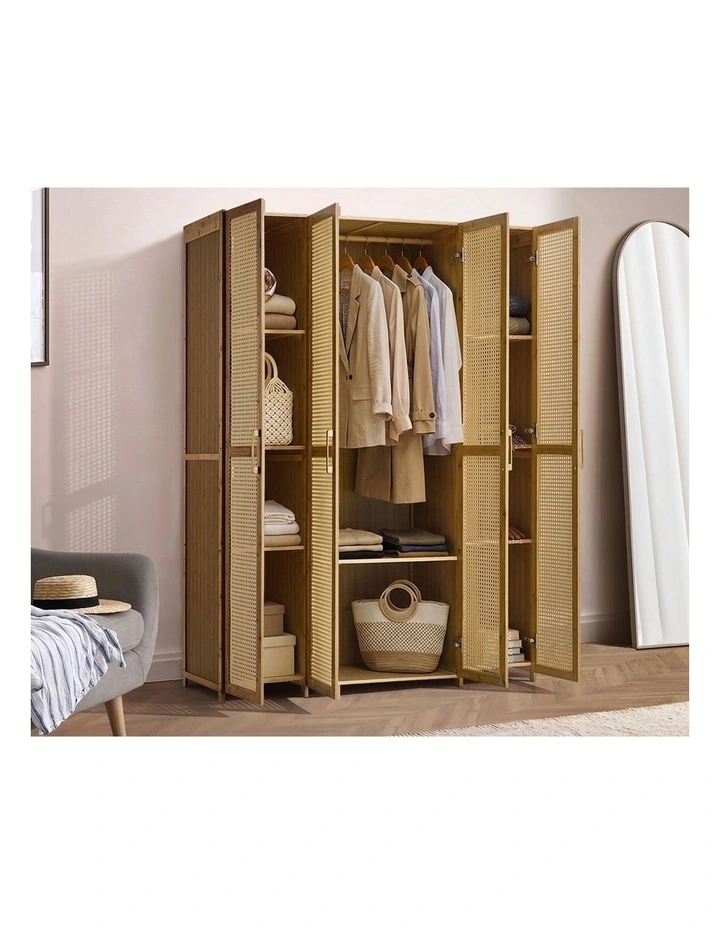 Oikiture Wardrobe Clothes Storage Cabinet Large Cupboard 4 Doors 10 Shelves image 5