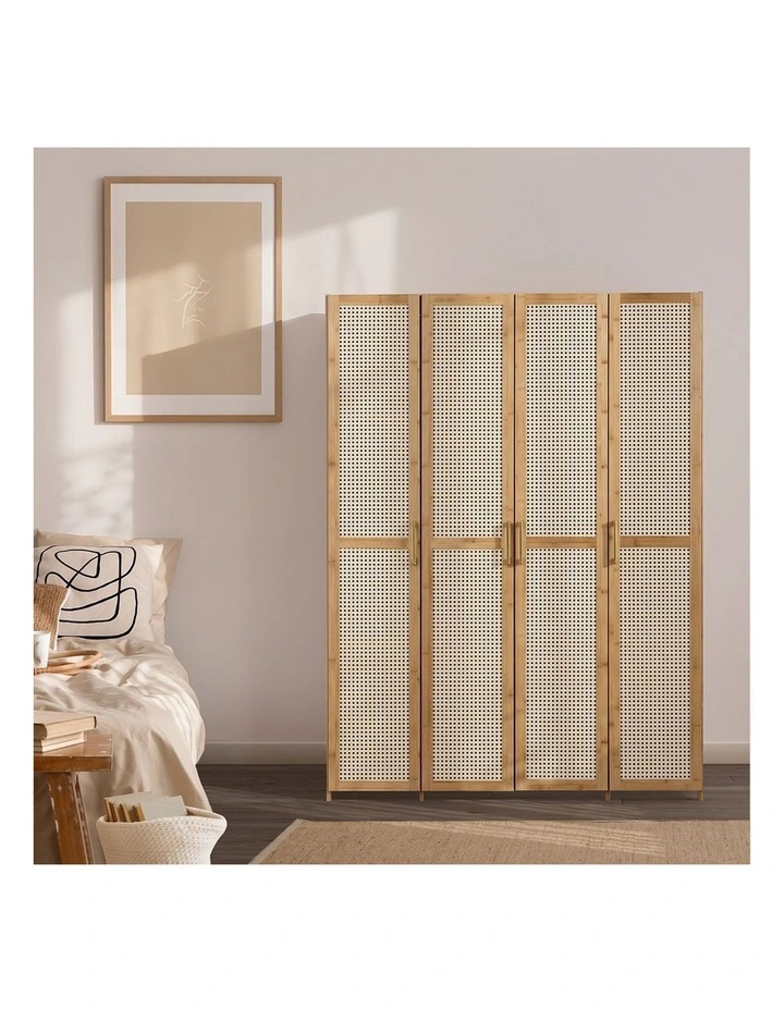 Oikiture Wardrobe Clothes Storage Cabinet Large Cupboard 4 Doors 10 Shelves image 7