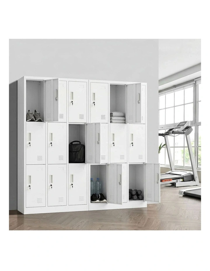 Oikiture 9 Doors Locker Cabinet Steel Storage Cupboard Office School Gym White image 5