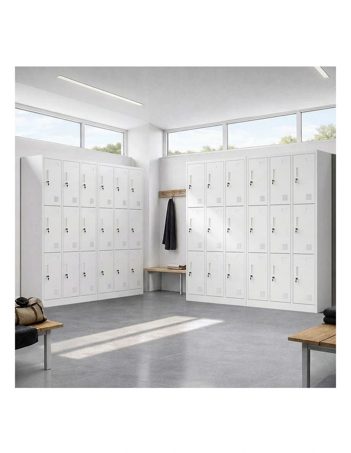 Oikiture 9 Doors Locker Cabinet Steel Storage Cupboard Office School Gym White image 7